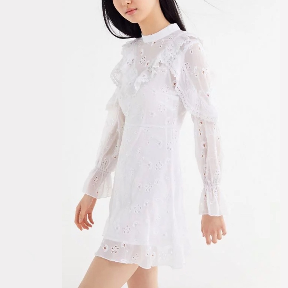 Urban Outfitters Eyelet Ruffle Mock Neck Mini Dress (4)